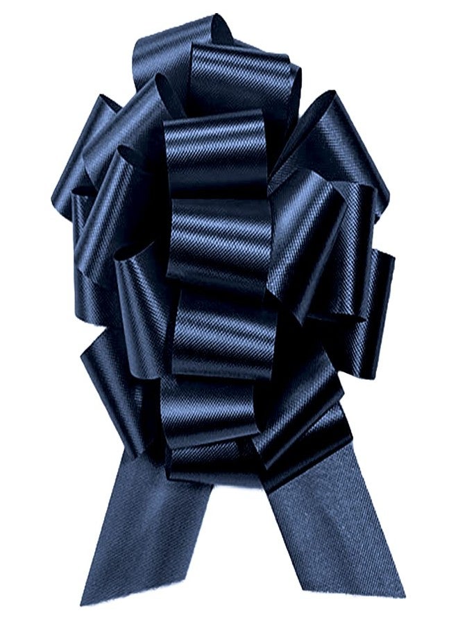 PMU Pull String Bows - Gift Bows for Wedding, Birthdays & Anniversaries - Ribbon Bows for Flowers & Basket Decoration - Large Bow for Gift Wrapping - Navy 8 Inch 20 Loops (1/pkg) Pkg/1
